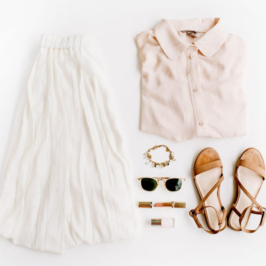 Stylish,,Trendy,Feminine,Clothes,And,Accessories.,Flat,Lay,,Top,View